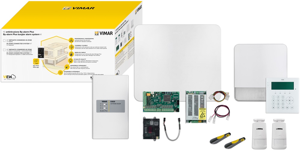 By-alarm Plus kit centrale allarme 65 zone con gateway IP/GSM e accessori completi per sicurezza residenziale e commerciale