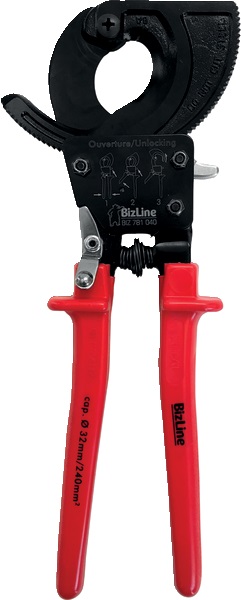 Taglia-cavi a cremagliera 32 mm per cavi rame e alluminio, taglio preciso e ridotto sforzo, ideale per installatori elettrici