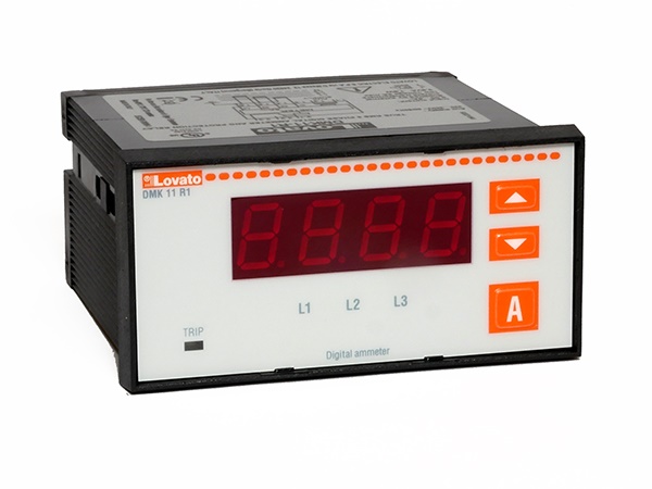 Amperometro digitale trifase 96x48mm con relè programmabile controllo protezione