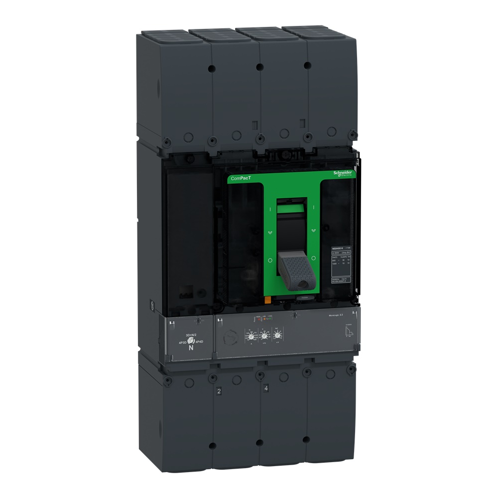 Interruttore magnetotermico ComPacT NSX400K 4 poli 250A 36kA MicroLogic 2.3 per impianti industriali