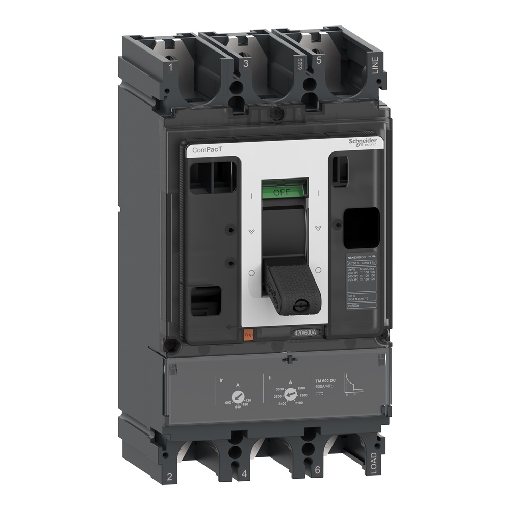 Interruttore ComPacT NSX400S DC 3 poli 400A 100kA 750VCC con sganciatore TM-DC protezione sovraccarico