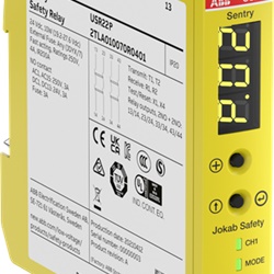 Relè di sicurezza Sentry USR22P push-in 2NO+2NO ritardabili 24VDC per monitoraggio dispositivi sicurezza industriale