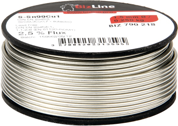 Filo saldatura 1,5 mm 250 g stagno 99,3% rame 0,7% per impianti elettrici
