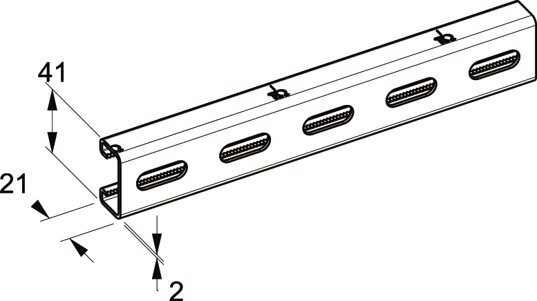 Profilo zincato caldo 41x21 mm forato 4 mt per supporti elettrici resistente e versatile