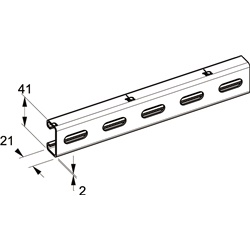 Profilo zincato caldo 41x21 mm forato 4 mt per supporti elettrici resistente e versatile