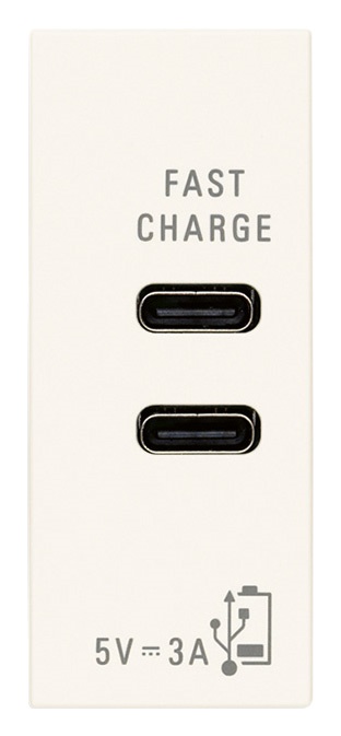 Alimentatore USB C+C 15W 3A 5V bianco per dispositivi elettronici multipli