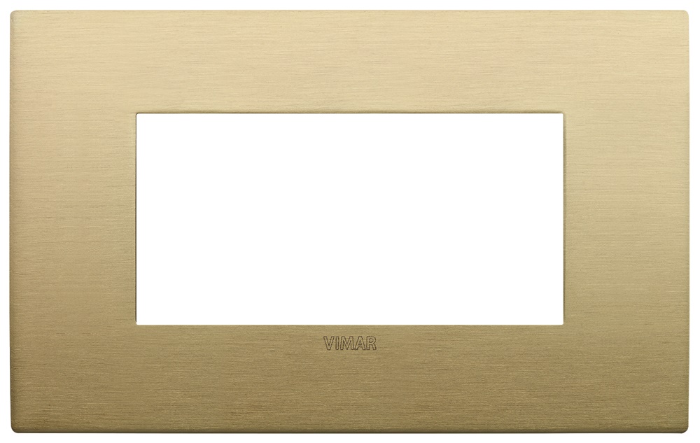 Placca Arké fit 4 moduli metallo ottone spazzolato per installazioni elettriche