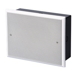 Diffusore incasso rettangolare, ABS nero UL94V0, griglia acciaio bianca, altoparlante 165mm, 6/3/1,5W 100V, fusibile termico, EN54-24