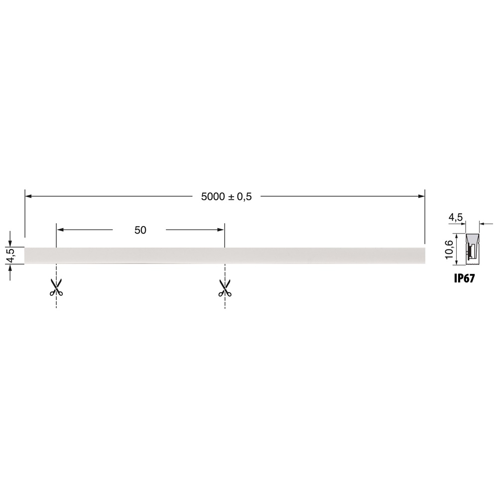 MINI NEON 8W/M BC 24V IP67 CRI90 illuminazione compatta alta efficienza ambienti interni esterni umidi