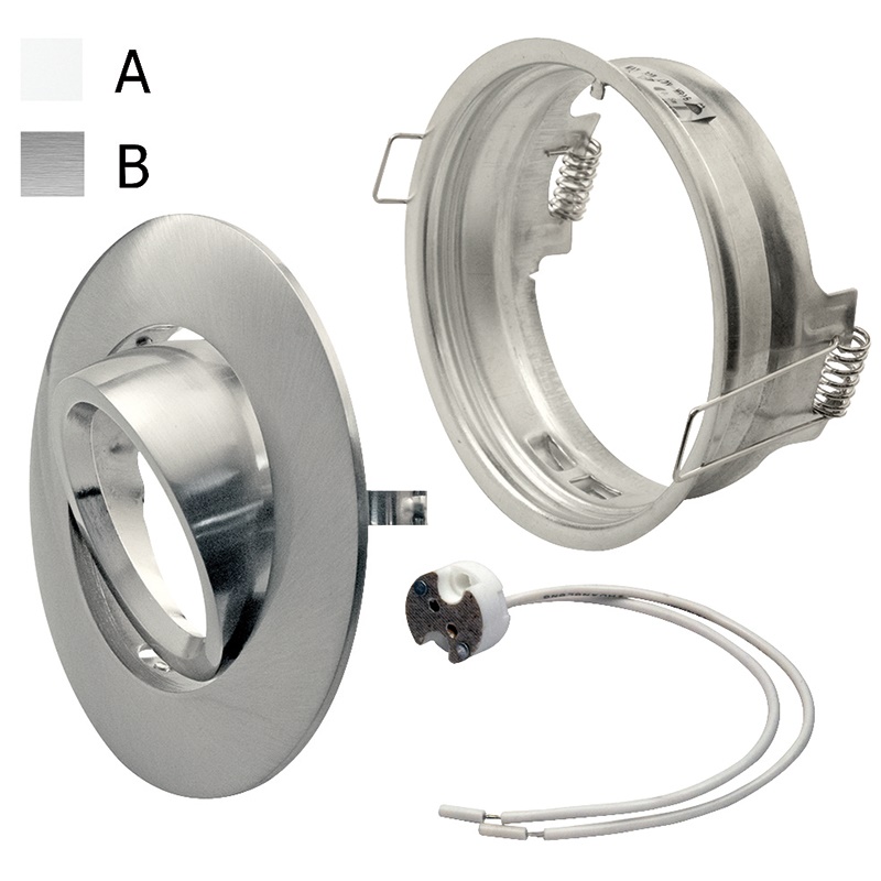 Ghiera tonda basculante con spazzola portalampada GU5.3 per installazioni elettriche professionali