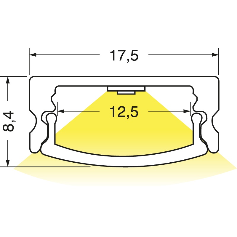 KIT 2MT S6 illuminazione opale con tappi e staffe per installazioni elettriche professionali