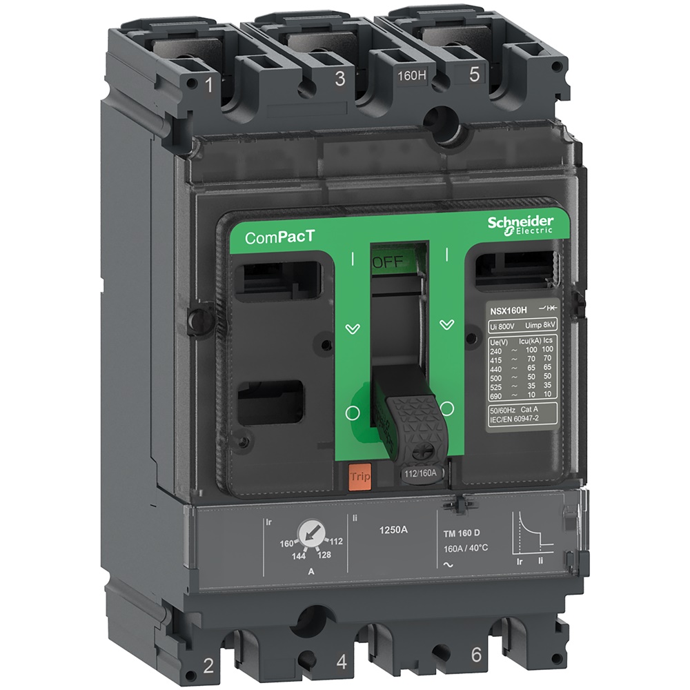 Interruttore ComPacT NSX100R 3 poli 200kA 415VAC sganciatore TMD 40A protezione sovraccarico termico