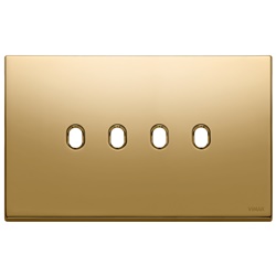 Placca metallo 4 moduli 4 comandi finitura oro Vintage per impianti elettrici