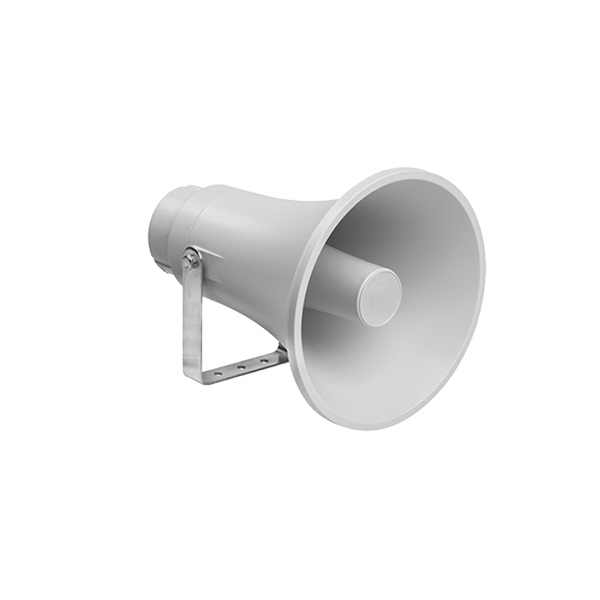 Diffusore tromba 30W, ABS UL94V0 IP66, 30/20/10/5W 100V o 20Ω, staffa inox orientabile, applicazioni industriali/piscine, EN54-24