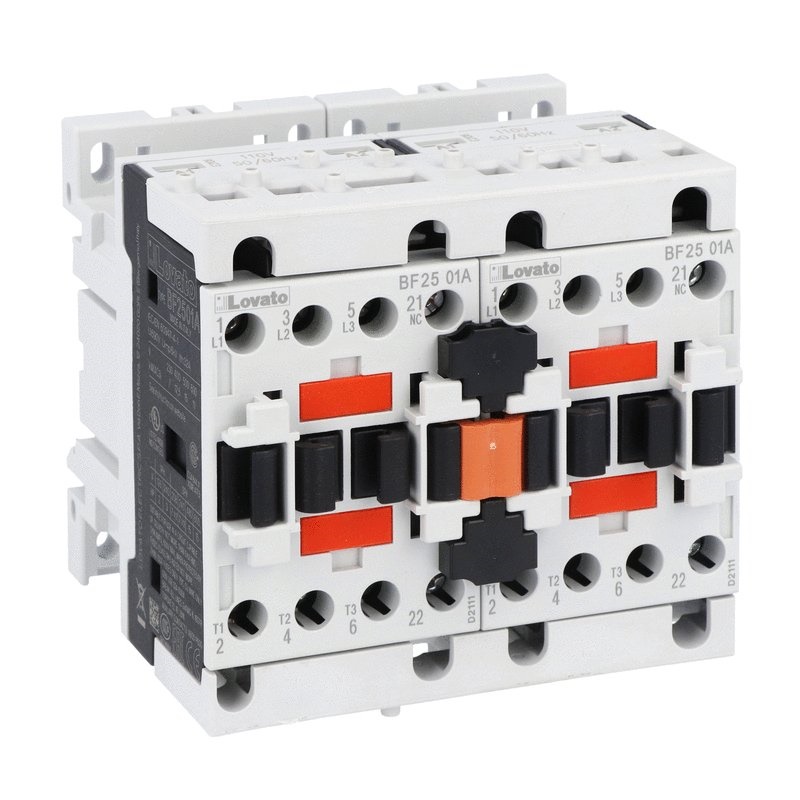 Teleinvertitore 25A AC3 230V 50/60Hz con interblocco meccanico e connessioni rigide per uso industriale