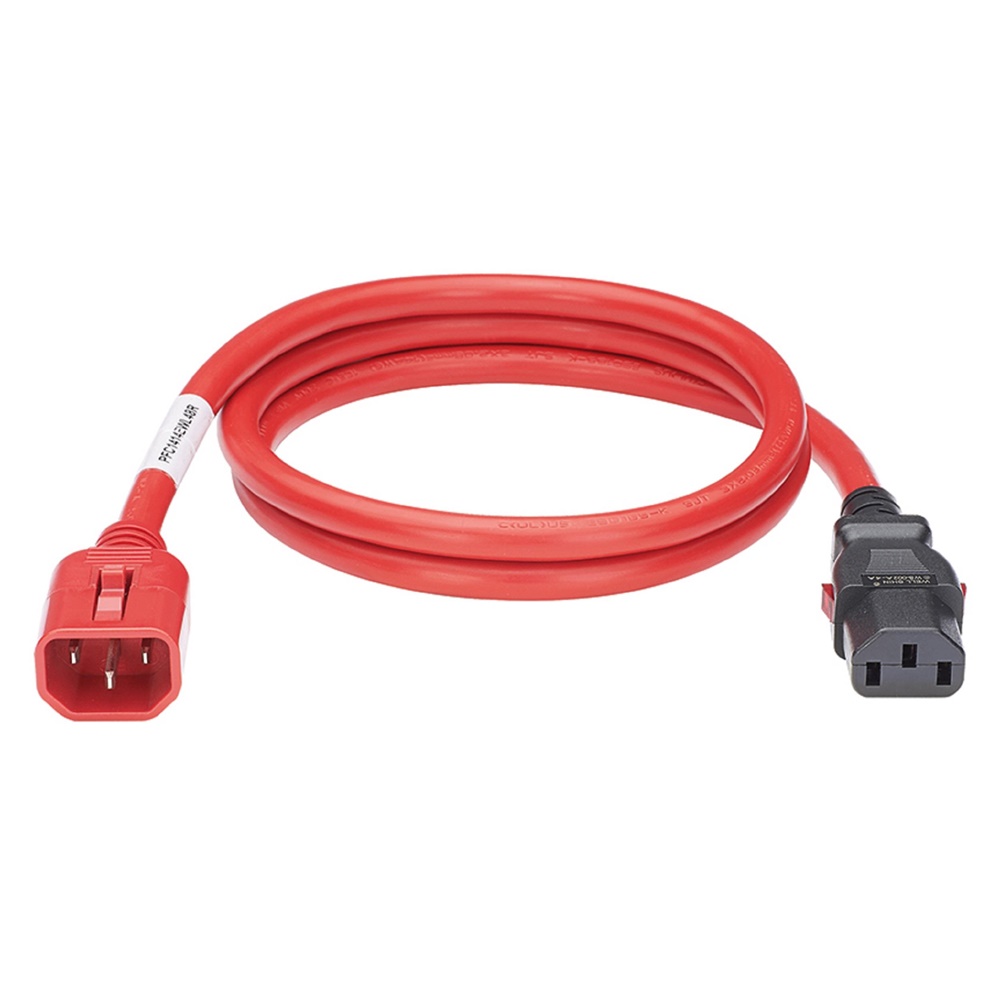 Cavo di alimentazione bloccabile, da IEC C14 a IEC C13, 1,8 m, rosso