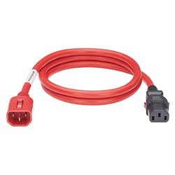Cavo di alimentazione bloccabile, da IEC C14 a IEC C13, 1,8 m, rosso