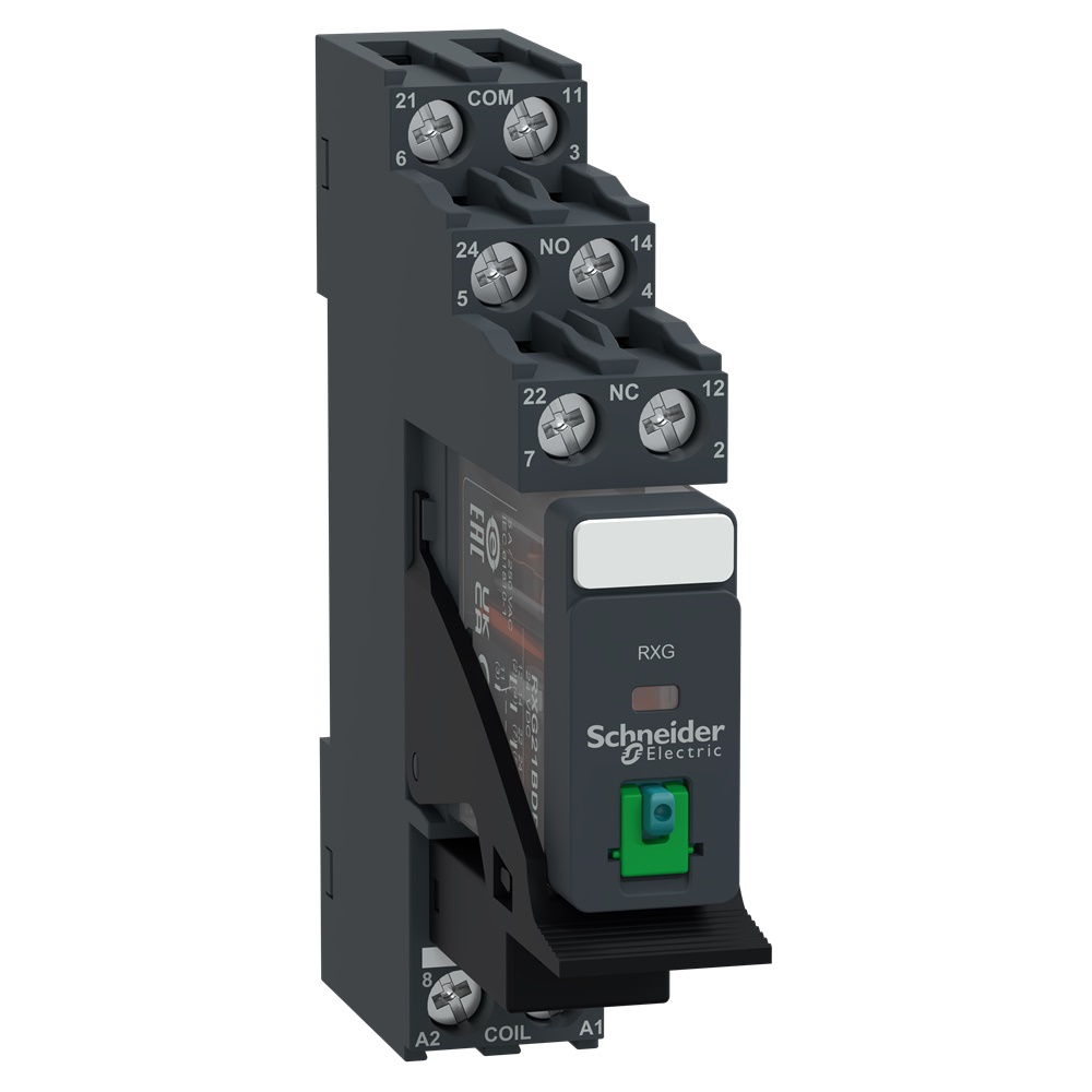 Relè RXG con pulsante di test completo di base-2NC/NO 5A 24VDC + diodo
