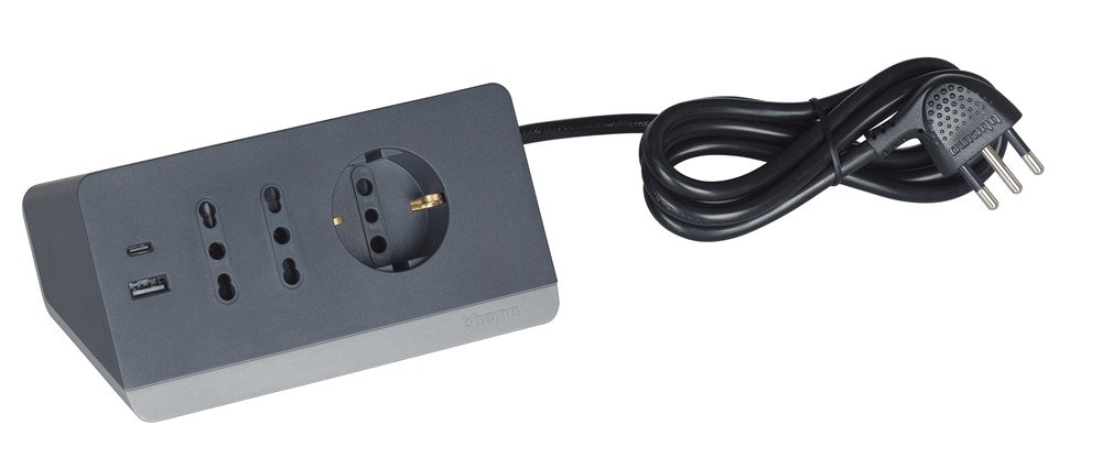 Multipresa scrivania 3 prese + 2 USB A+C 2m grigia