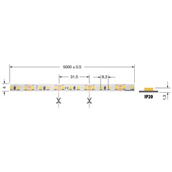 Striscia LED 8W/m 12V IP20 luce bianca neutra per ambienti interni