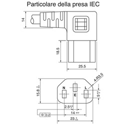 Cavo alimentazione SCK connettore C13 angolato 90° 3x0,75 mm² uso domestico e professionale