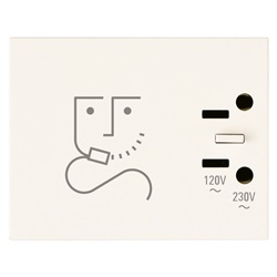 Presa rasoio 230V bianco con trasformatore isolamento 20VA 3 moduli uso domestico
