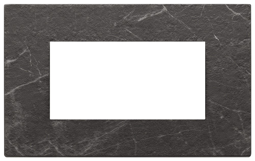 Placca 4 moduli pietra lavorata nero Marquina per installazioni elettriche