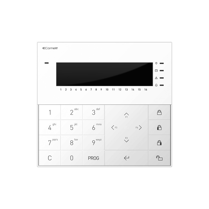 Serie Vedo - Tastiera LCD soft-touch standard per centrale VEDO200, 2 ingressi, serigrafia 16 aree
