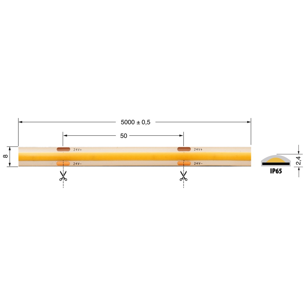 Lampada S.LED COB 12W 24V IP65 CRI90 per illuminazione interna ed esterna efficiente