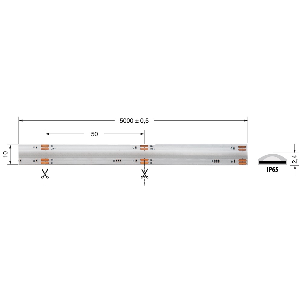 Striscia LED COB RGB 15W/M 24V IP65 illuminazione versatile interni ed esterni