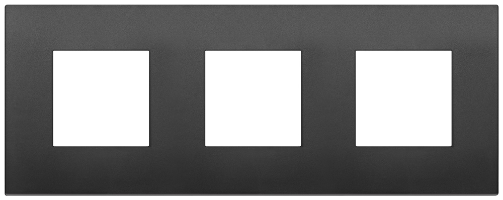 Placca Classic 6 moduli (2+2+2) interasse 71 mm tecnopolimero nero per impianti elettrici
