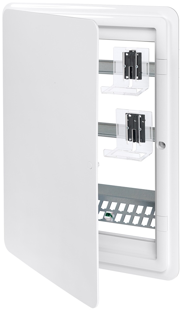 Centralino 54M QDSA distribuzione segnali appartamento con supporti e connettori RJ45 fibra ottica