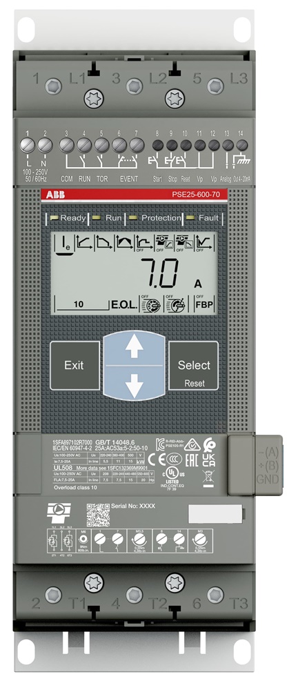 Softstarter PSE25-600-70 25A 208-600V AC avvio controllato motori industriali pompe ventilatori compressori