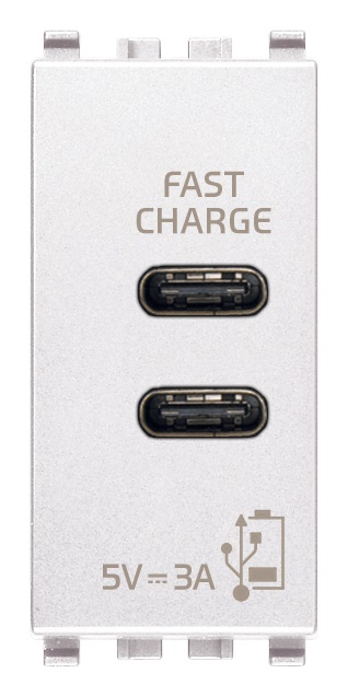 Alimentatore USB C+C 15W 3A 5V bianco cavo 1 metro per dispositivi elettronici