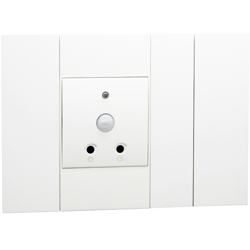 Sensore infrarossi duo bianco rilevatore movimento crepuscolare 2 moduli incasso BTicino Living Now