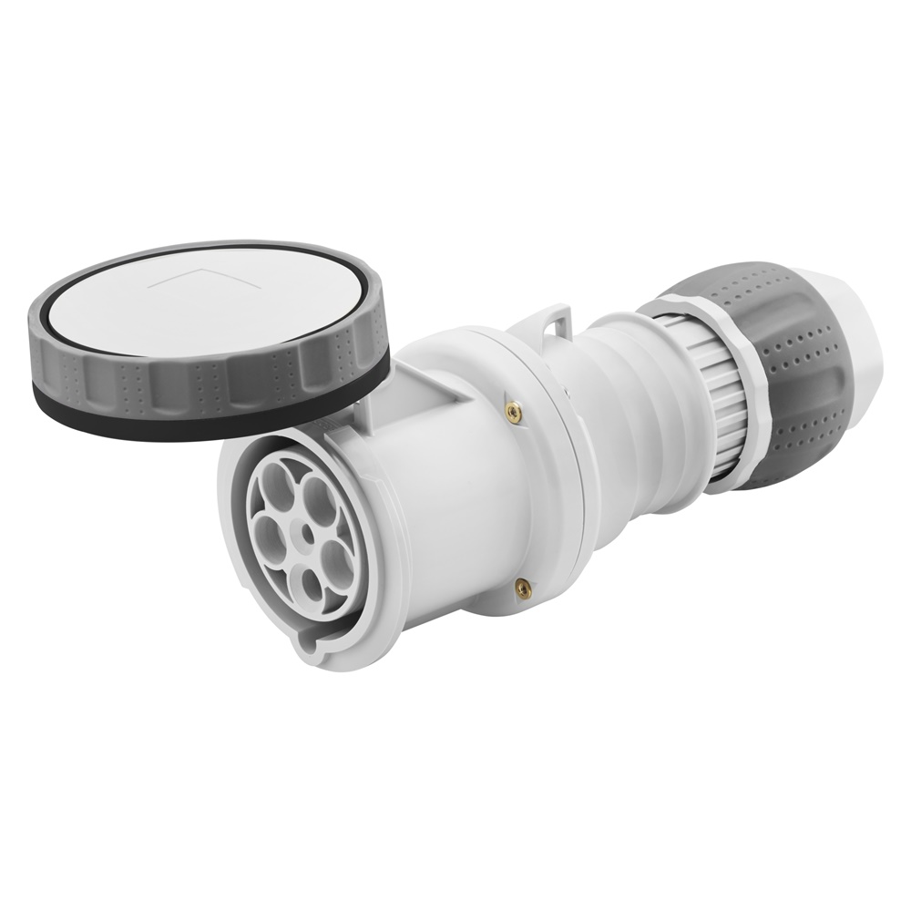 PRESA MOBILE DIRITTA HP - IP66/IP67/IP68/IP69 - 3P+T 63A 600-690V 50/60HZ - NERO - 5H - CABLAGGIO A MANTELLO