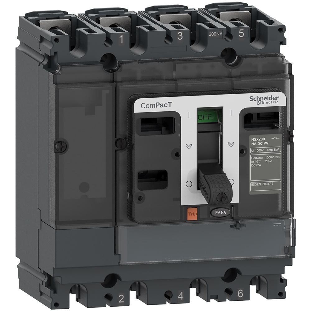 Sezionatore ComPacT NSX100NA DC PV 4 poli 100A 1000V per impianti fotovoltaici