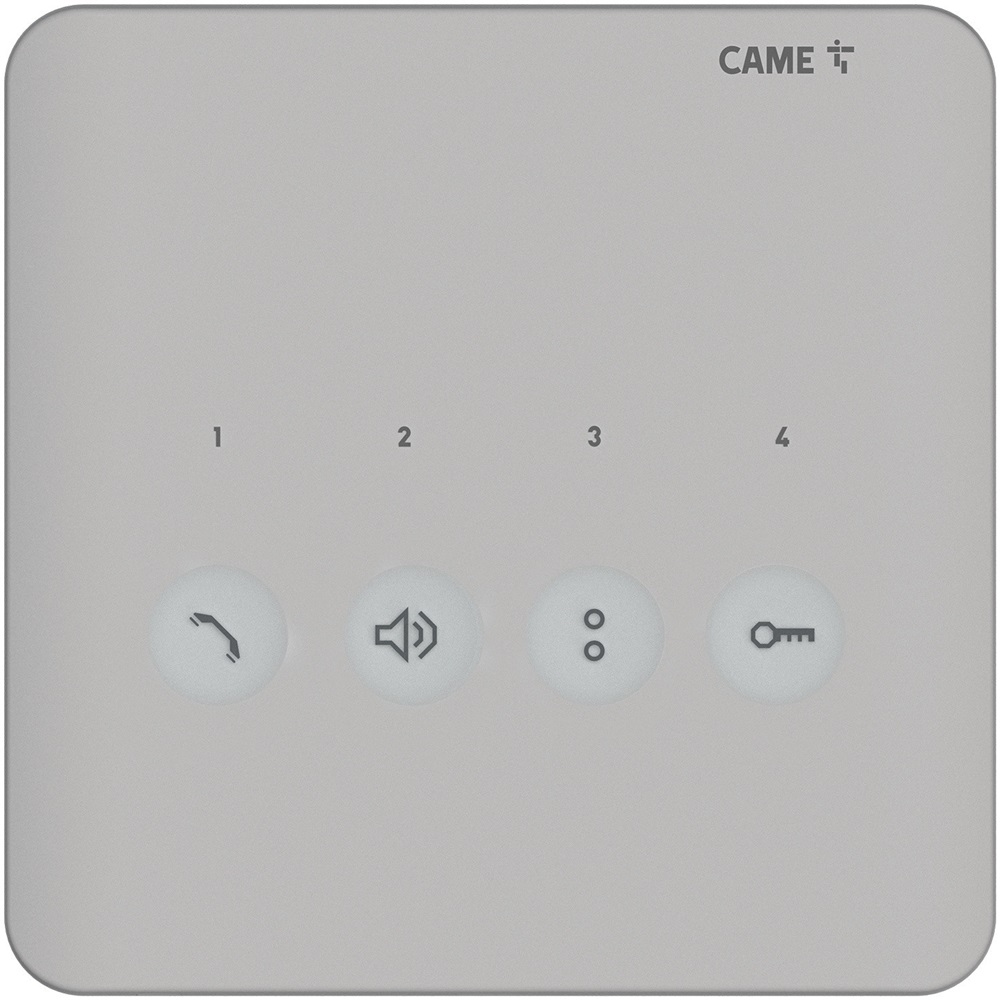 Citofono vivavoce a parete 4 tasti touch multiutenza con funzione panico e apertura porta, compatibile sistemi X1 e XIP, installazione su scatola 503 o tonda Ø60 mm