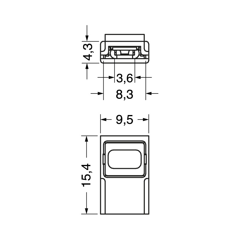 Connettore elettrico clip 4 poli 8 mm 5A compatto per impianti professionali