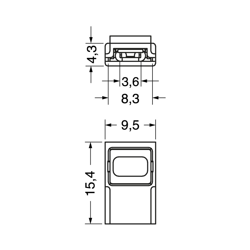 Connettore elettrico clip 4 poli 8 mm 5A compatto per impianti professionali