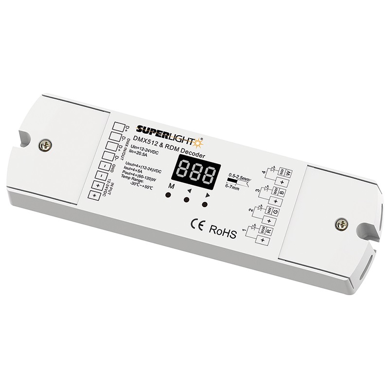 DMX Decoder 4x5A 4 Canali Controllo Luci Professionale Installazioni Temporanee e Permanente