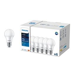 LEDBULB ND 10-75W A60 E27 827 6CT
