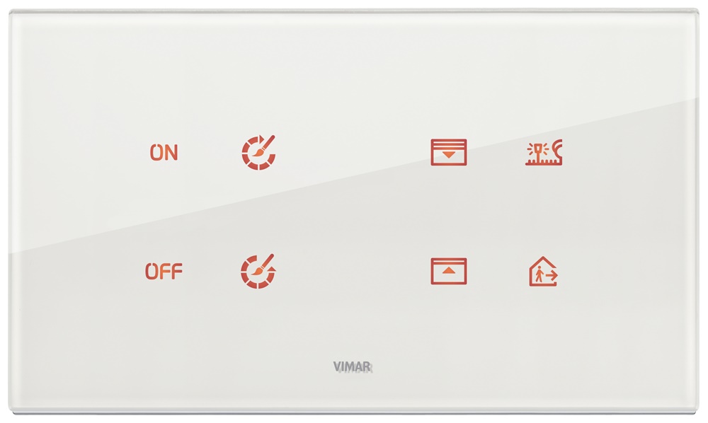 Placca elettronica 5 moduli BS (2+blank+2) cristallo bianco diamante per impianti elettrici