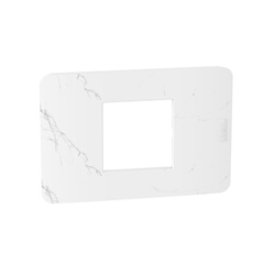 Placca MatixGO 2 moduli centrati tecnopolimero effetto Carrara per installazioni elettriche
