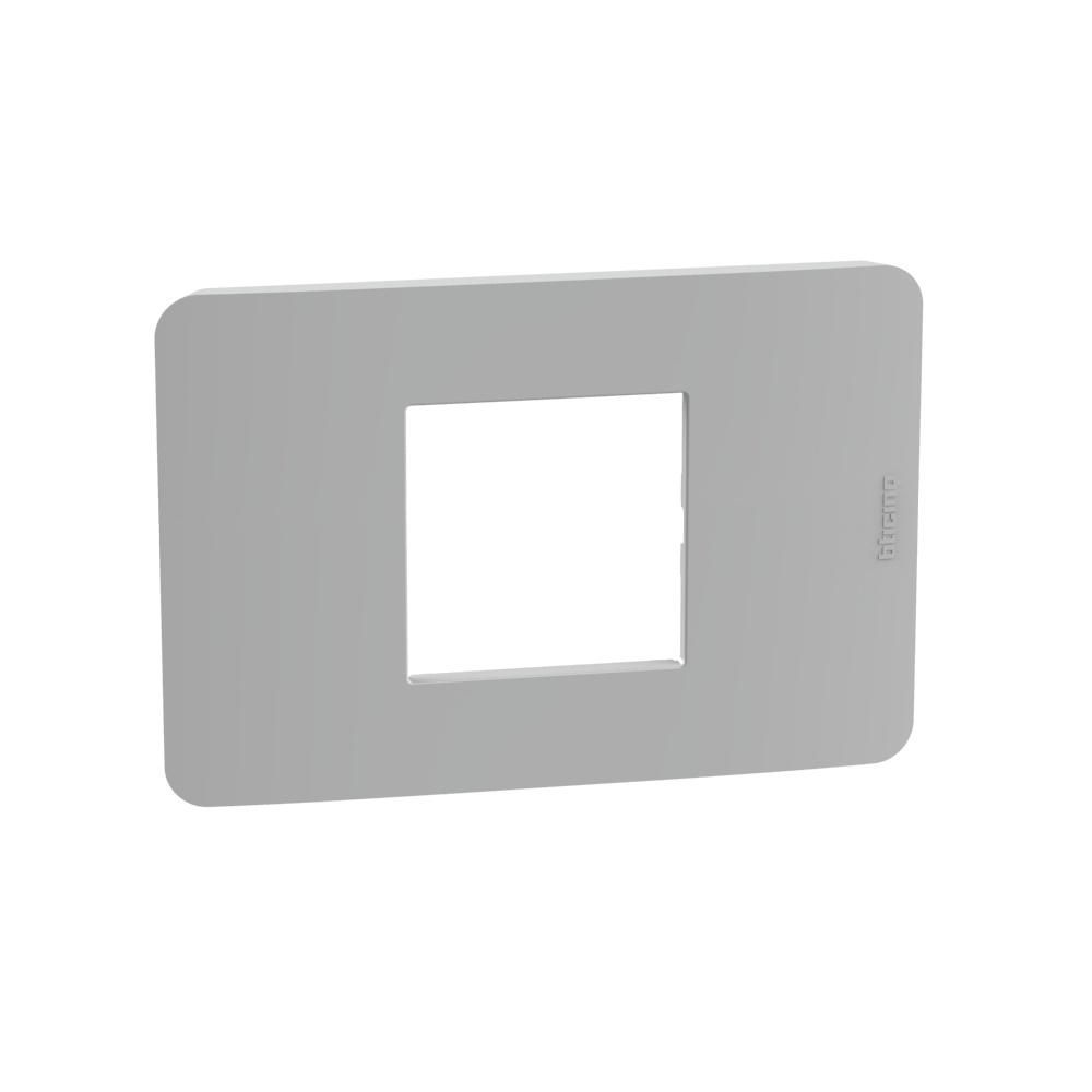 Placca elettrica MatixGO 2 moduli centrati grigio tecnopolimero per impianti domestici e professionali