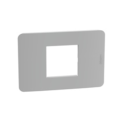 Placca elettrica MatixGO 2 moduli centrati grigio tecnopolimero per impianti domestici e professionali