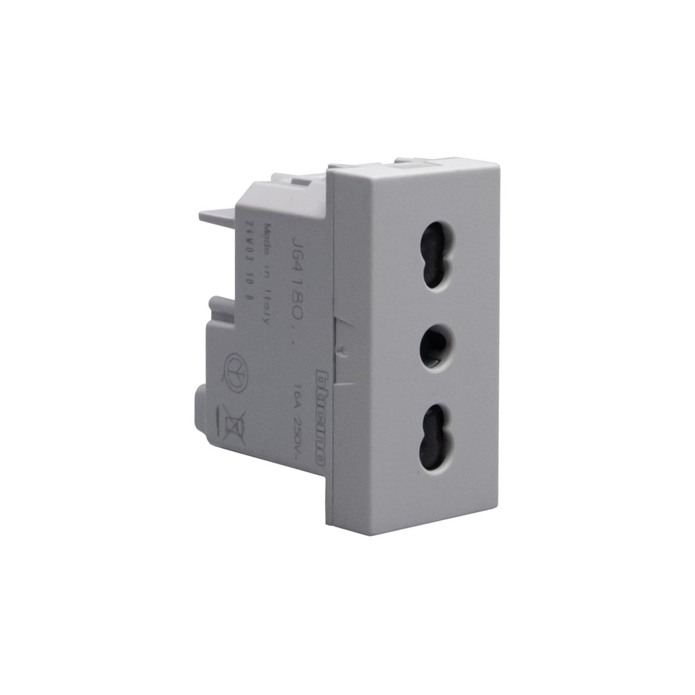 Presa bipasso 2P+T 16A 250V interasse 19-26mm alveoli schermati grigio per uso industriale