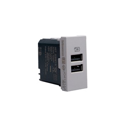 Caricatore USB doppia porta 15W 5V grigio per impianti residenziali e commerciali