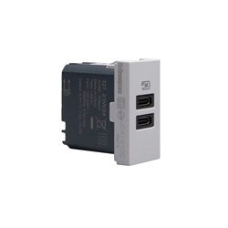 Caricatore USB da incasso 2 porte tipo C 15W cavo 1m grigio per dispositivi elettronici