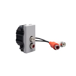 Modulo doppio RCA grigio preconnesso per impianti audio e elettrici compatto e resistente